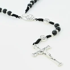 Palais du Rosaire Chapelet de Saint Antoine en bois noir avec fermoir et paters et coeur de la Vierge à l'enfant en métal^ Chapelet Métal | Chapelet Corde
