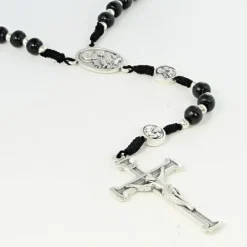 Palais du Rosaire Chapelet de Saint Antoine en bois noir avec fermoir et paters et coeur de la Vierge à l'enfant en métal^ Chapelet Métal | Chapelet Corde