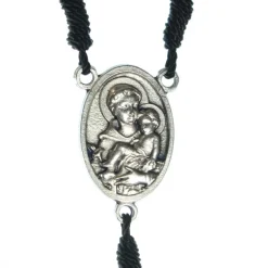 Palais du Rosaire Chapelet de Saint Antoine en bois noir avec fermoir et paters et coeur de la Vierge à l'enfant en métal^ Chapelet Métal | Chapelet Corde