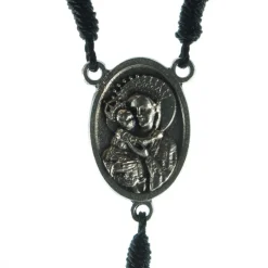Palais du Rosaire Chapelet de Saint Antoine en bois noir avec fermoir et paters et coeur de la Vierge à l'enfant en métal^ Chapelet Métal | Chapelet Corde