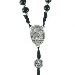 Palais du Rosaire Chapelet de Saint Antoine en bois noir avec fermoir et paters et coeur de la Vierge à l'enfant en métal^ Chapelet Métal | Chapelet Corde