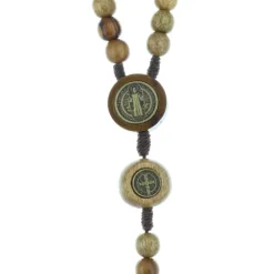 Palais du Rosaire Chapelet de Saint Benoit en corde, grains en bois^ Chapelet De Saint Benoît | Chapelet Corde