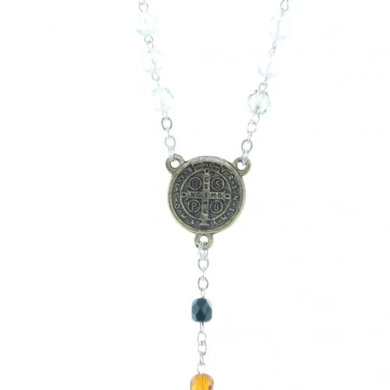 Palais du Rosaire Chapelet de Saint Benoît en verre multicolor^ Chapelet De Saint Benoît | Chapelet Verre