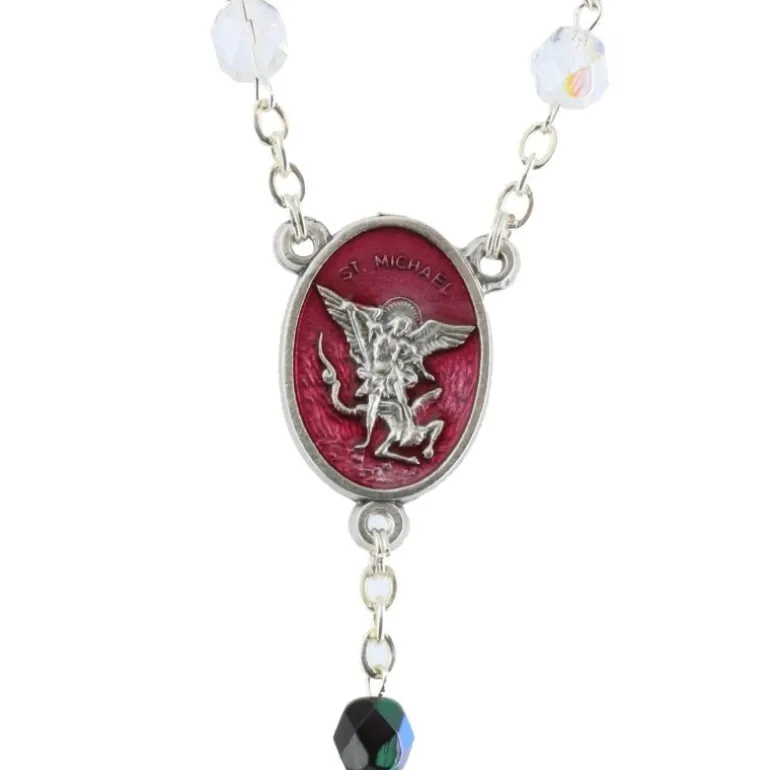 Palais du Rosaire Chapelet de Saint Michel en verre avec une boîte^ Chapelet De Saint Michel | Chapelet Verre