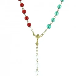 Palais du Rosaire Chapelet des Disciples de Jesus en Verre Multicolore avec Coeur en Verre de Murano^ Chapelet Verre