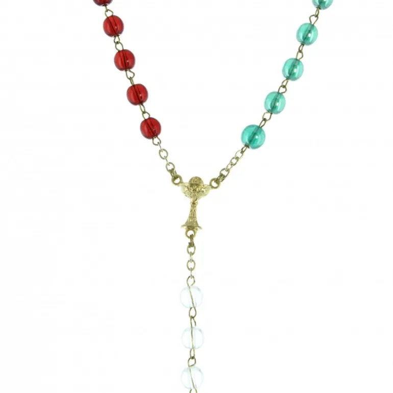 Palais du Rosaire Chapelet des Disciples de Jesus en Verre Multicolore avec Coeur en Verre de Murano^ Chapelet Verre