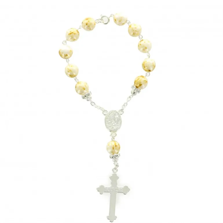 Palais du Rosaire Chapelet dizainier argenté avec l'Apparition de Lourdes^ Chapelet De Lourdes | Chapelet Dizainier