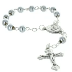 Palais du Rosaire Chapelet dizainier de Lourdes grains argentés et coeur Apparition de Lourdes^ Chapelet De Lourdes | Chapelet Dizainier