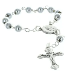 Palais du Rosaire Chapelet dizainier de Lourdes grains argentés et coeur Apparition de Lourdes^ Chapelet De Lourdes | Chapelet Dizainier