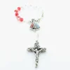Palais du Rosaire Chapelet dizainier en Argent de Jésus Miséricordieux avec grains rouge et blanc^ Chapelet De Jésus Miséricordieux | Chapelet Dizainier
