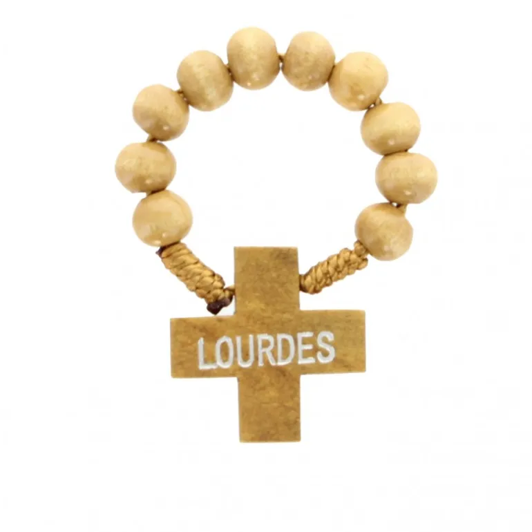 Palais du Rosaire Chapelet dizainier en bois avec une croix de Lourdes^ Chapelet Bois | Chapelet Dizainier