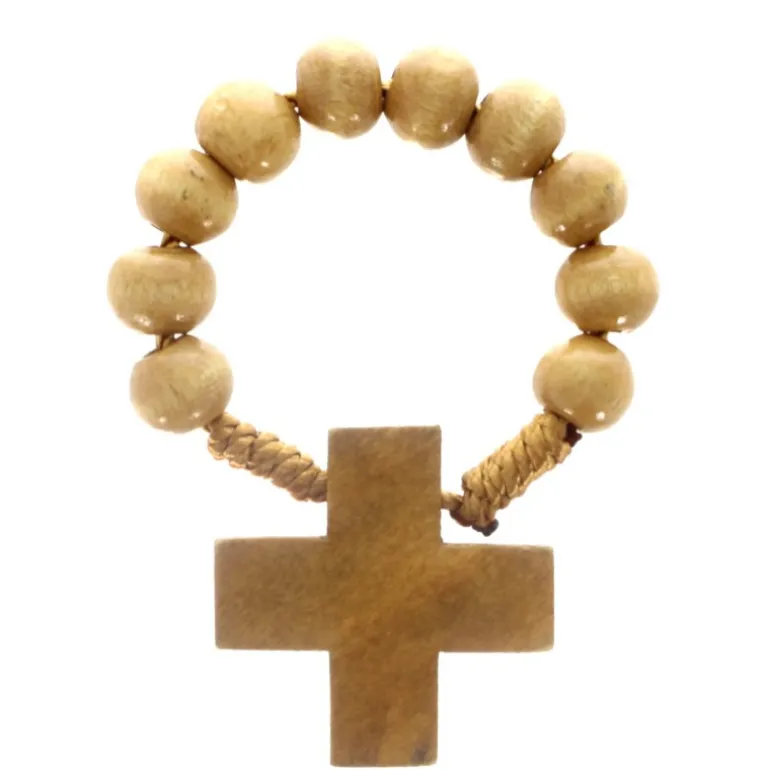 Palais du Rosaire Chapelet dizainier en bois avec une croix de Lourdes^ Chapelet Bois | Chapelet Dizainier