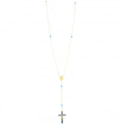 Palais du Rosaire Chapelet doré en nacre et pierres 6mm avec une croix émaillée^ Communion | Chapelet De Communion