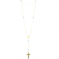 Palais du Rosaire Chapelet doré en nacre et pierres 6mm avec une croix émaillée^ Communion | Chapelet De Communion