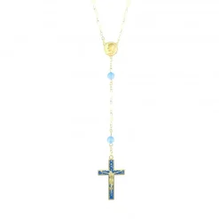 Palais du Rosaire Chapelet doré en nacre et pierres 6mm avec une croix émaillée^ Communion | Chapelet De Communion