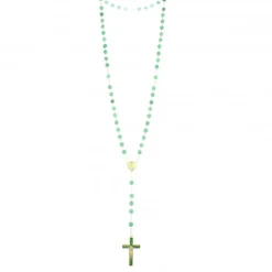 Palais du Rosaire Chapelet doré en pierres Aventurine de 6mm avec croix émaillée^ Chapelet Pierre