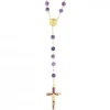 Palais du Rosaire Chapelet doré en pierres d'Améthyste de 6mm avec croix émaillée^ Chapelet Pierre