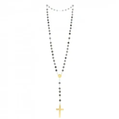 Palais du Rosaire Chapelet doré en pierres Obsidienne de 6mm avec croix émaillée^ Chapelet Pierre