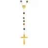 Palais du Rosaire Chapelet doré en pierres Oeil de Tigre 6mm avec croix émaillée^ Chapelet Pierre