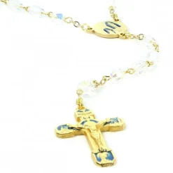 Palais du Rosaire Chapelet Doré en semi cristal avec grain de 6mm^ Chapelet Cristal