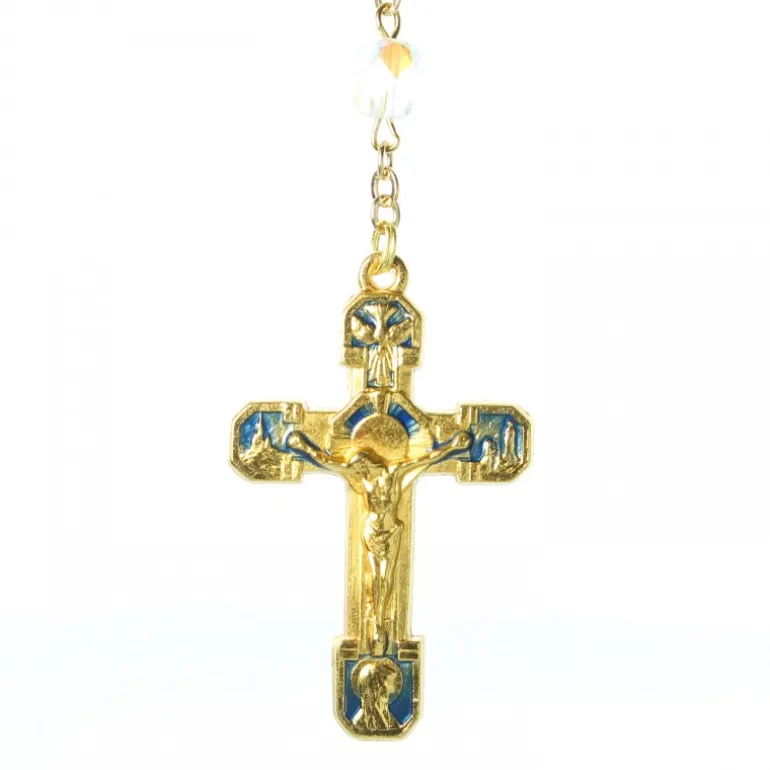 Palais du Rosaire Chapelet Doré en semi cristal avec grain de 6mm^ Chapelet Cristal