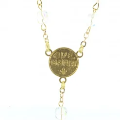 Palais du Rosaire Chapelet Doré en semi cristal avec grain de 6mm^ Chapelet Cristal