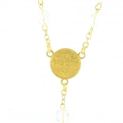Palais du Rosaire Chapelet Doré en semi cristal avec grain de 6mm^ Chapelet Cristal