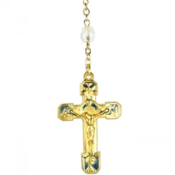 Palais du Rosaire Chapelet Doré en semi cristal avec grain de 6mm^ Chapelet Cristal