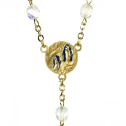 Palais du Rosaire Chapelet Doré en semi cristal avec grain de 6mm^ Chapelet Cristal