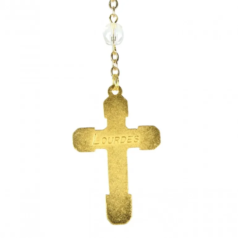 Palais du Rosaire Chapelet Doré en semi cristal avec grain de 6mm^ Chapelet Cristal