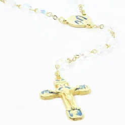Palais du Rosaire Chapelet Doré en semi cristal avec grain de 6mm^ Chapelet Cristal