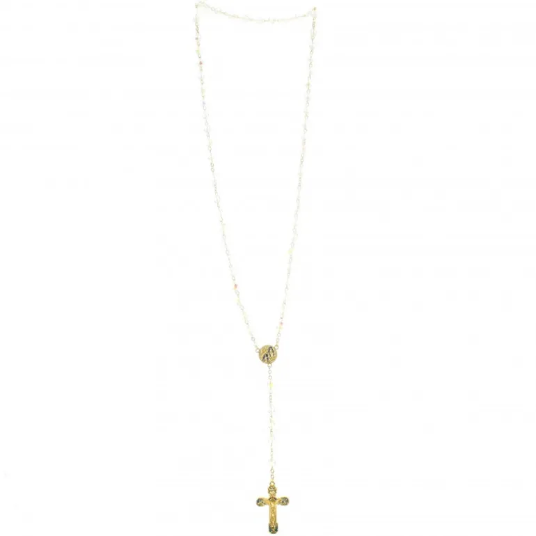 Palais du Rosaire Chapelet Doré en semi cristal avec grain de 6mm^ Chapelet Cristal