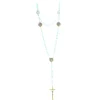 Palais du Rosaire Chapelet du Christ Miséricordieux avec croix pastorale et grains en verre bleux et patters et coeur en métal bicolor^ Chapelet Métal | Chapelet Verre