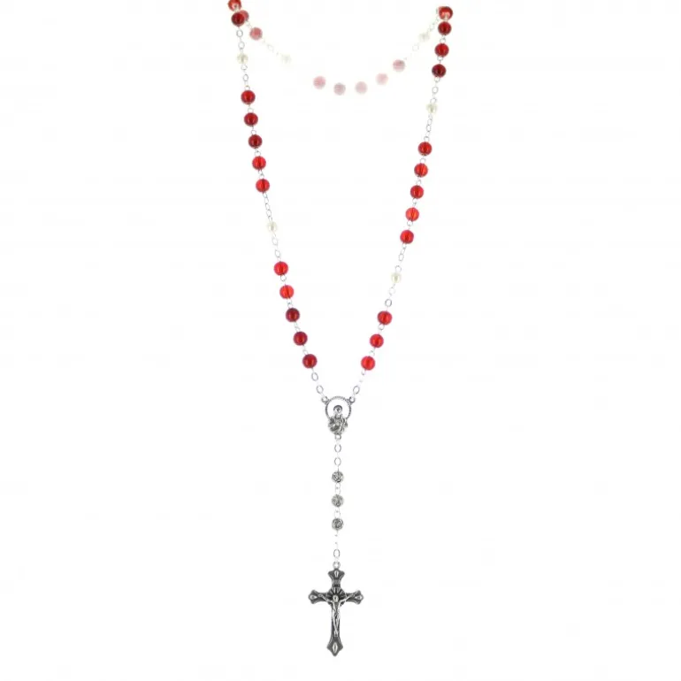 Palais du Rosaire Chapelet du Précieux Sang en verre avec sa boite décorée^ Autre Chapelet De Devotion | Chapelet Verre