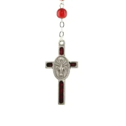 Palais du Rosaire Chapelet du Saint Esprit en verre rouge avec sa boite décorée^ Autre Chapelet De Devotion | Chapelet Verre