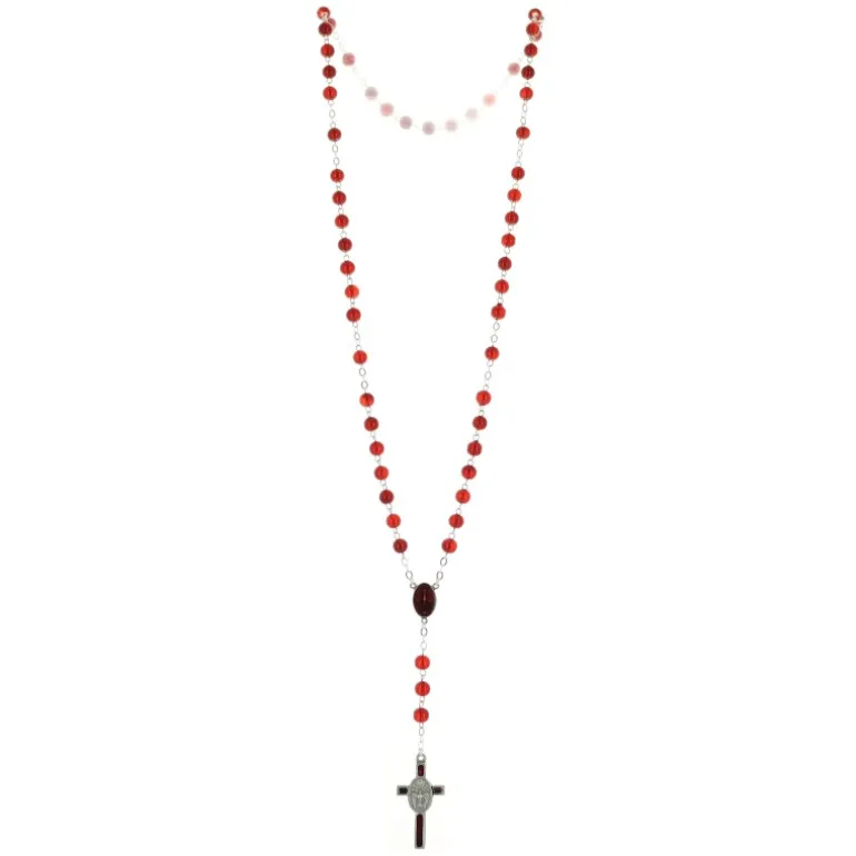 Palais du Rosaire Chapelet du Saint Esprit en verre rouge avec sa boite décorée^ Autre Chapelet De Devotion | Chapelet Verre