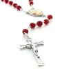 Palais du Rosaire Chapelet dévotion de la Flamme d'Amour en résine rouge et chaîne argentée^ Chapelet Résine