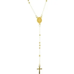 Palais du Rosaire Chapelet en acier doré avec coeur de l'Apparition^ Chapelet Métal
