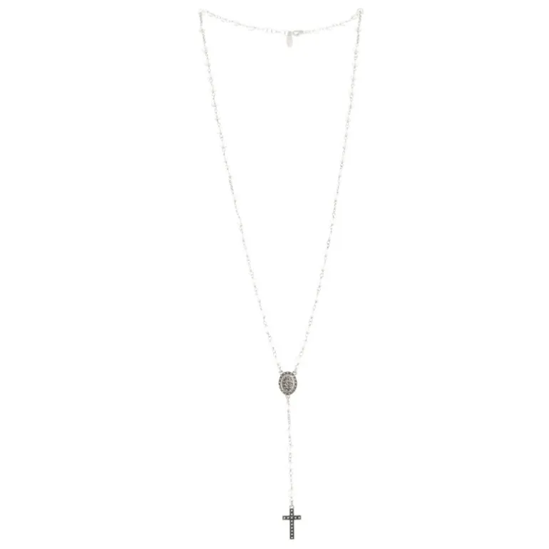 Palais du Rosaire Chapelet en argent avec coeur Miraculeuse et croix zircon^ Chapelet De La Vierge Miraculeuse | Chapelet Argent
