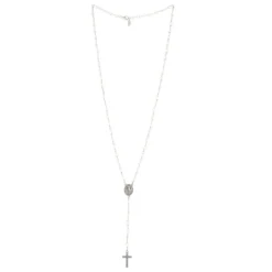 Palais du Rosaire Chapelet en argent avec coeur Miraculeuse et croix zircon^ Chapelet De La Vierge Miraculeuse | Chapelet Argent