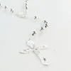 Palais du Rosaire Chapelet en argent avec des grains ronds et un coeur avec l'Apparition de Lourdes et l'Ave Maria^ Chapelet Argent