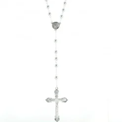 Palais du Rosaire Chapelet en argent avec des grains ronds et un coeur avec l'Apparition de Lourdes et l'Ave Maria^ Chapelet Argent