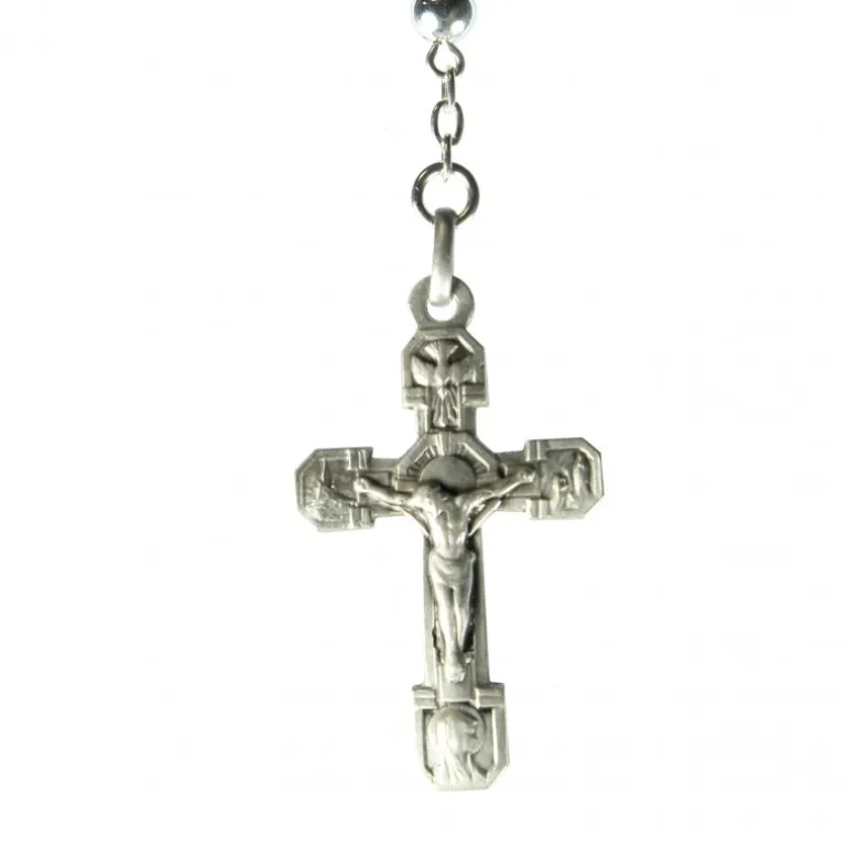 Palais du Rosaire Chapelet en argent avec grains de 4mm et coeur de Lourdes^ Chapelet De Lourdes | Chapelet Argent