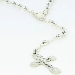 Palais du Rosaire Chapelet en argent avec grains de 4mm et coeur de Lourdes^ Chapelet De Lourdes | Chapelet Argent