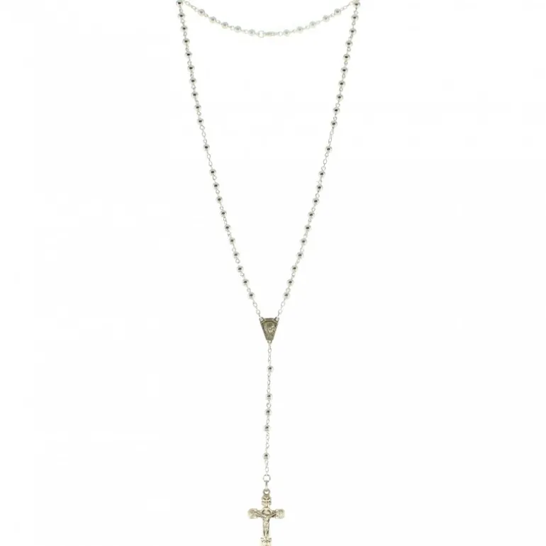 Palais du Rosaire Chapelet en argent avec grains de 4mm et coeur de Lourdes^ Chapelet De Lourdes | Chapelet Argent