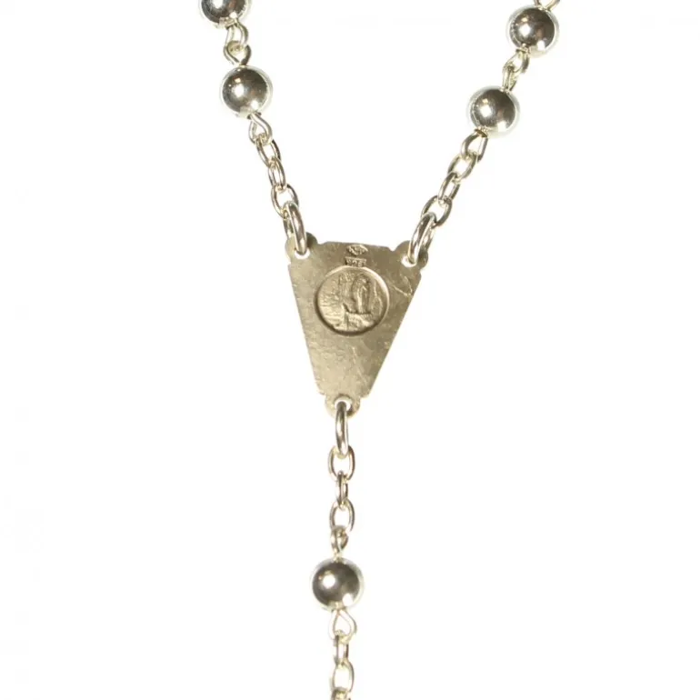 Palais du Rosaire Chapelet en argent avec grains de 4mm et coeur de Lourdes^ Chapelet De Lourdes | Chapelet Argent