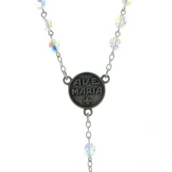 Palais du Rosaire Chapelet en argent avec véritables perles swarovski de 5 mm^ Chapelet De Lourdes | Chapelet Cristal
