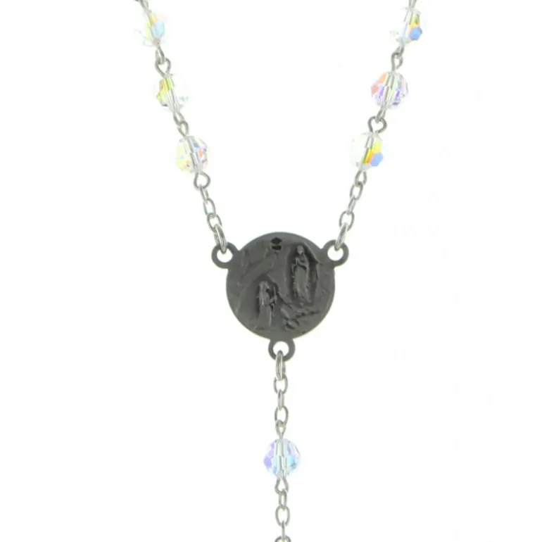 Palais du Rosaire Chapelet en argent avec véritables perles swarovski de 5 mm^ Chapelet De Lourdes | Chapelet Cristal