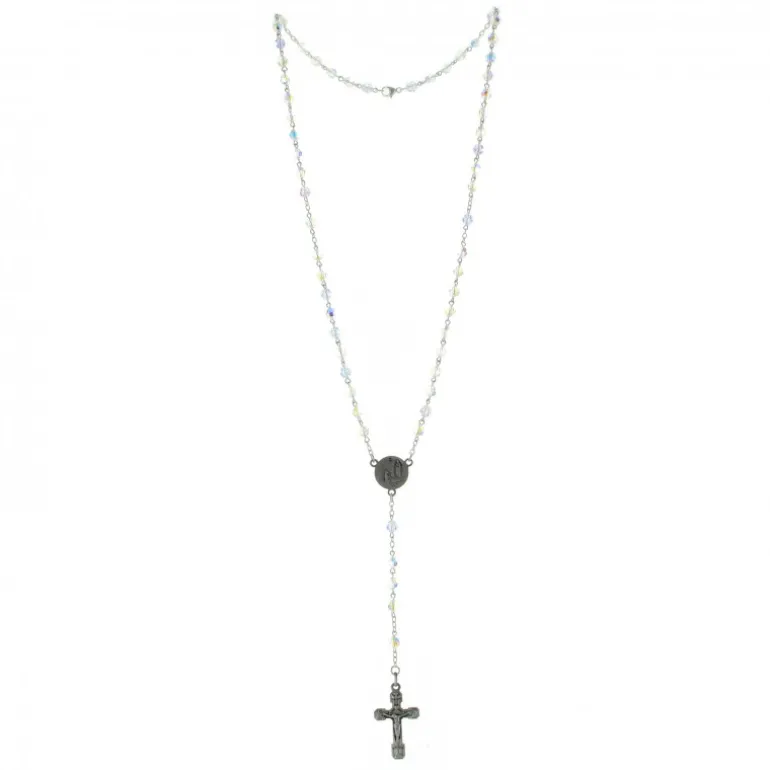 Palais du Rosaire Chapelet en argent avec véritables perles swarovski de 5 mm^ Chapelet De Lourdes | Chapelet Cristal
