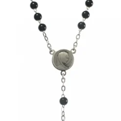 Palais du Rosaire Chapelet en Argent et pierre d'Agathe Noire de 4mm^ Chapelet Argent